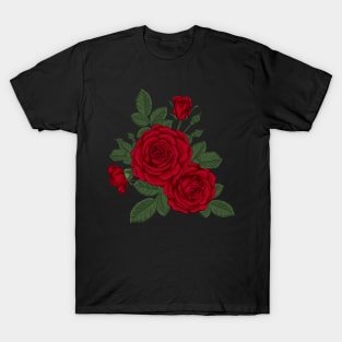 Vintage Red Roses Flower Cute Gardener Botanist Gardening T-Shirt